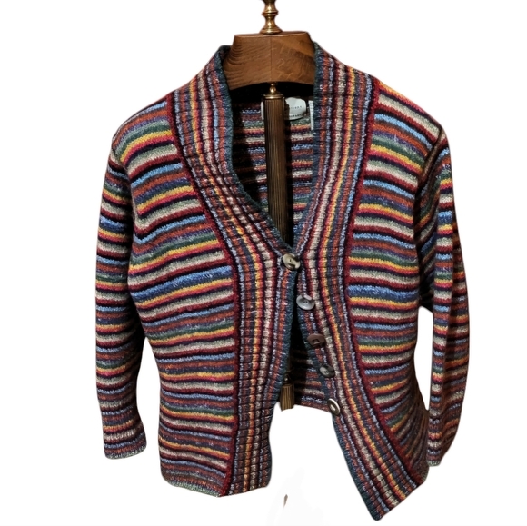Design Options Philip & Jane Gordon Multicolored Silk Wool Cardigan Size XL - Picture 1 of 6